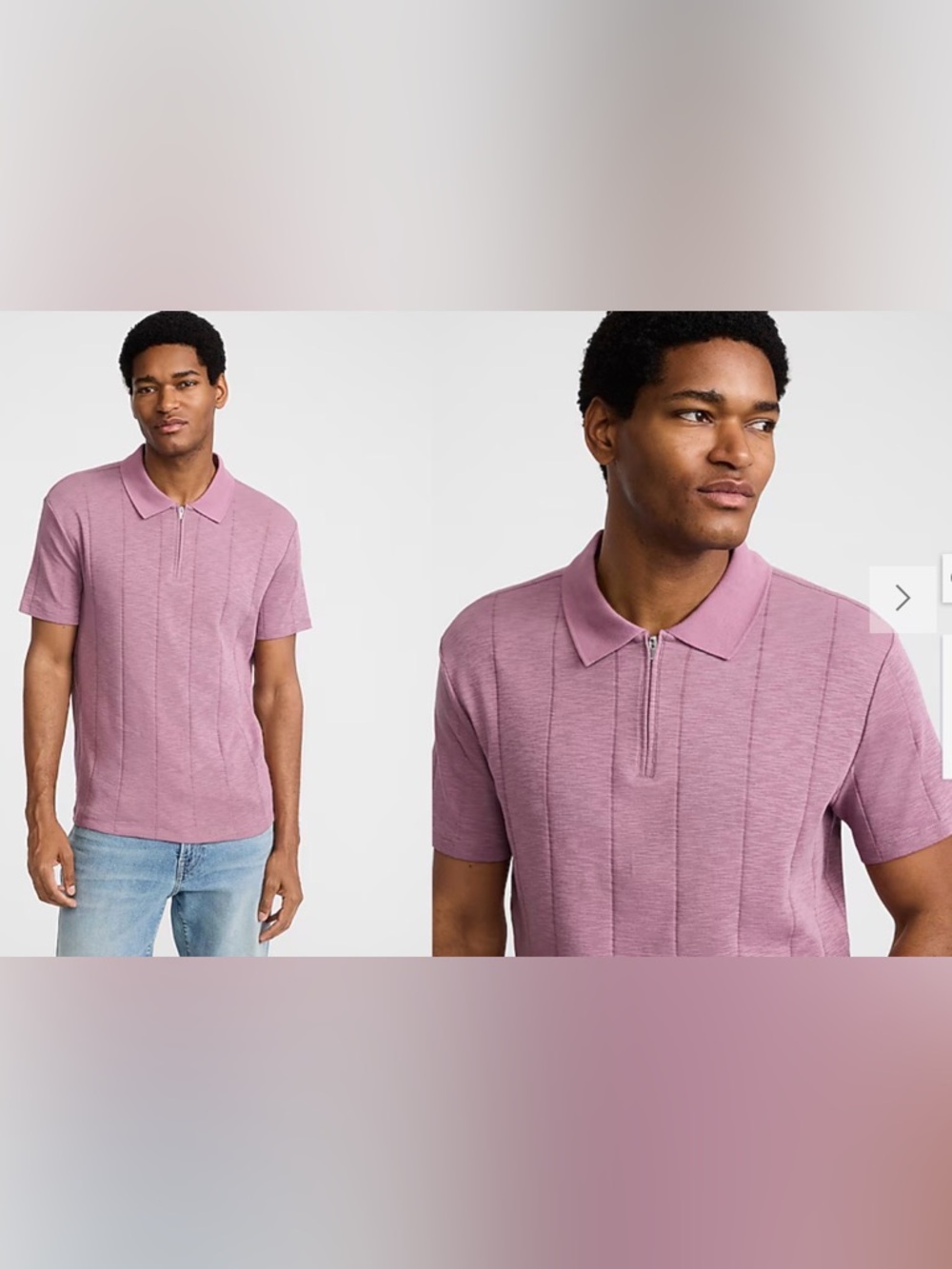 Express Men's Short Sleeve Zip Polo - Dusty Pink